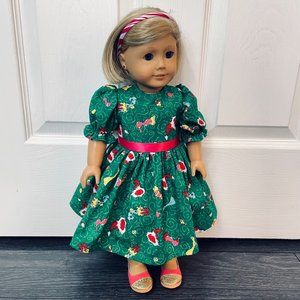 Doll Clothes Dr Suess Christmas Dress fits American Girl and 18” Dolls